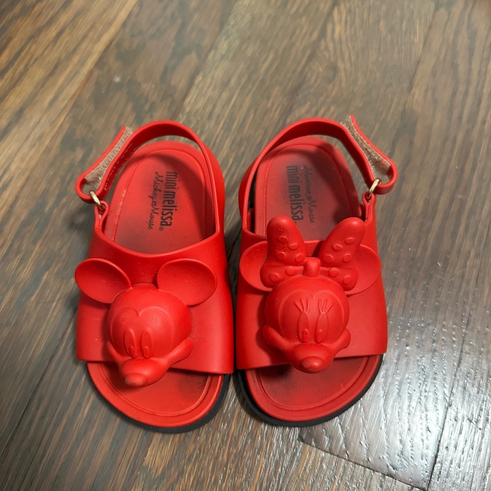 Red mini melissa minnie and mickey mouse shoes